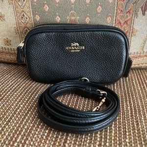 ✅Coach - Black Pebble Leather Mini Crossbody Bag!